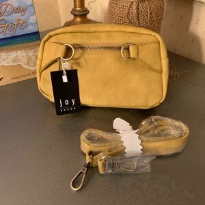 Joy Susan NEW WITH TAGS, MUSTARD YELLOW vegan leather crossbody bag.